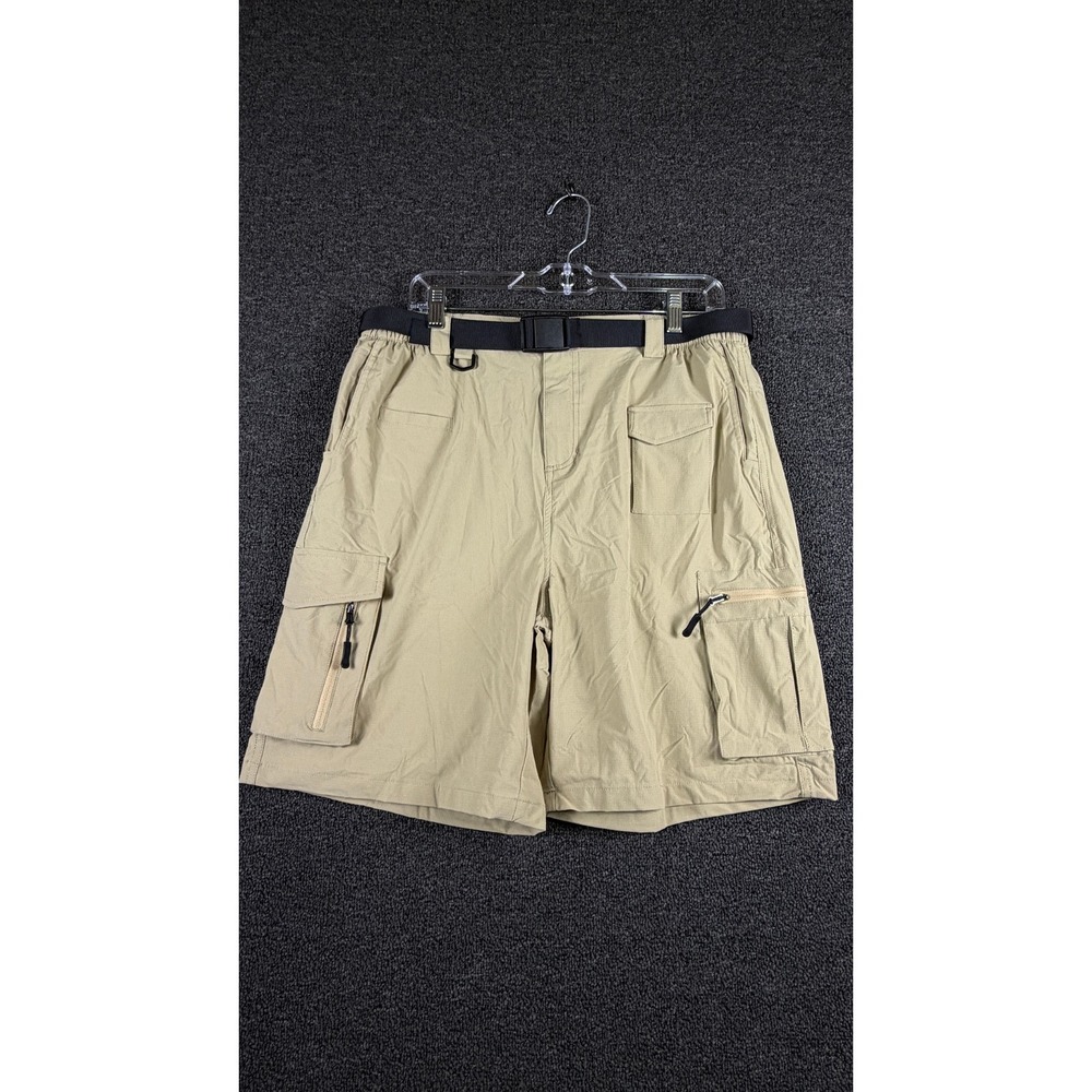 Viodia Mens Tan Cargo Hiking Shorts Integrated Belt Stretch Ripstop Size Large
